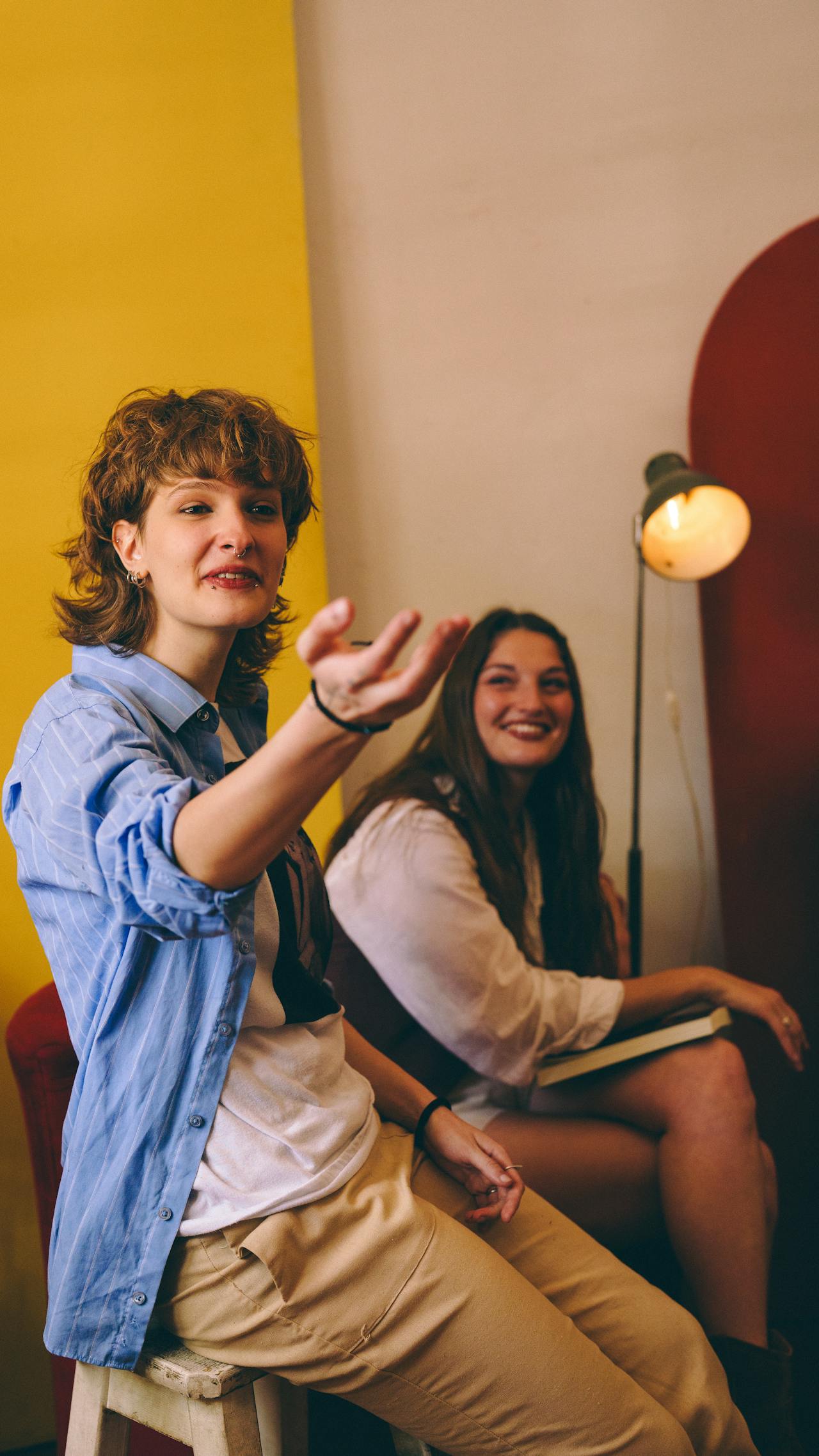 Two people in a warm, supportive conversation