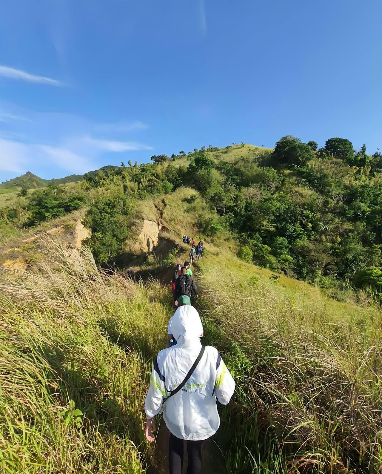 Supportive conversation outdoors